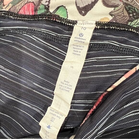 Lululemon RARE Run the World 7/8 Tight Leggings Cyber Stripe Naval Blue Womens10 - Picture 3 of 6